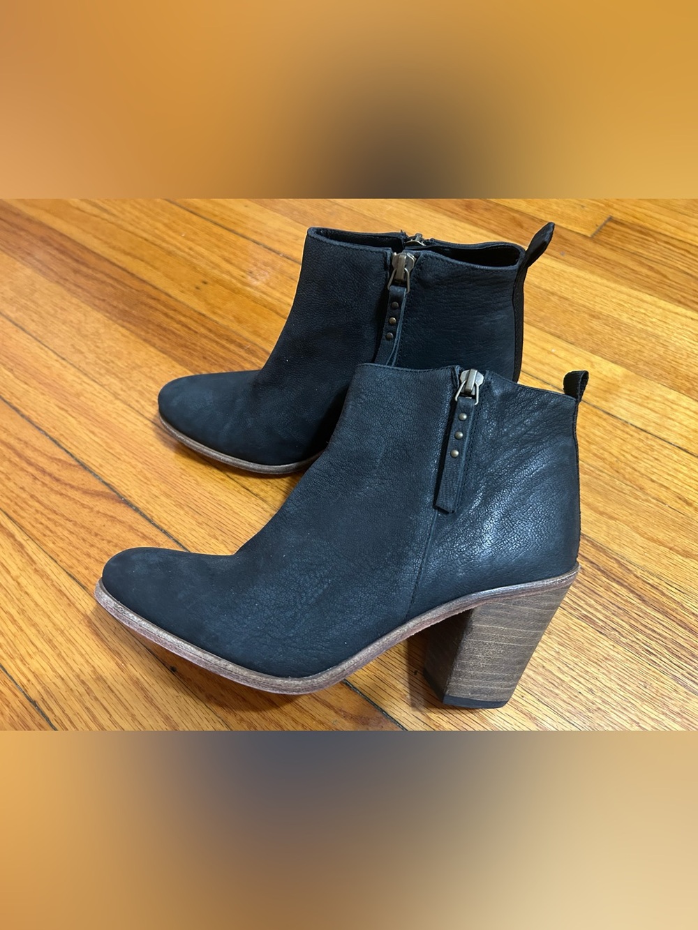 Hoss Intropia Women Black Leather Ankle Boots 6.5